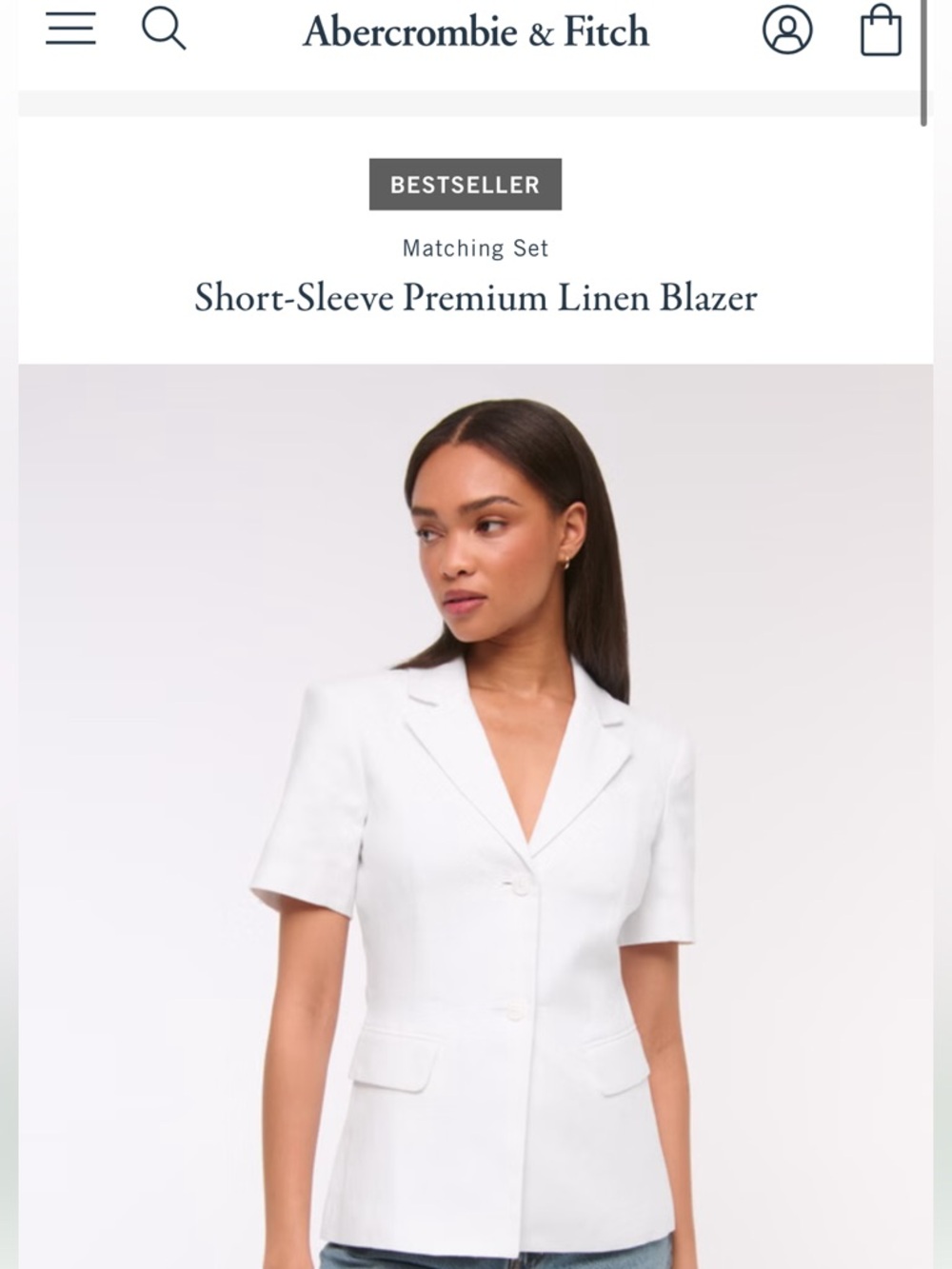 Abercrombie and Fitch Short-Sleeve Premium Linen Blazer